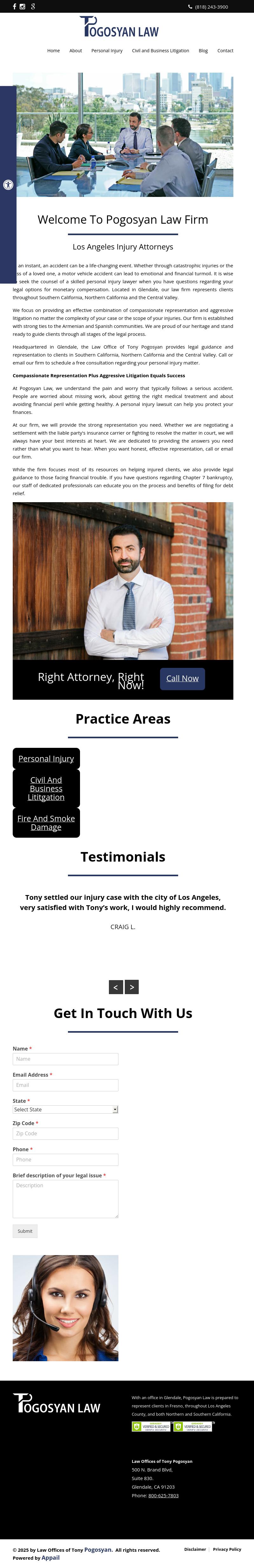 Law Offices of Tony Pogosyan - Glendale CA Lawyers